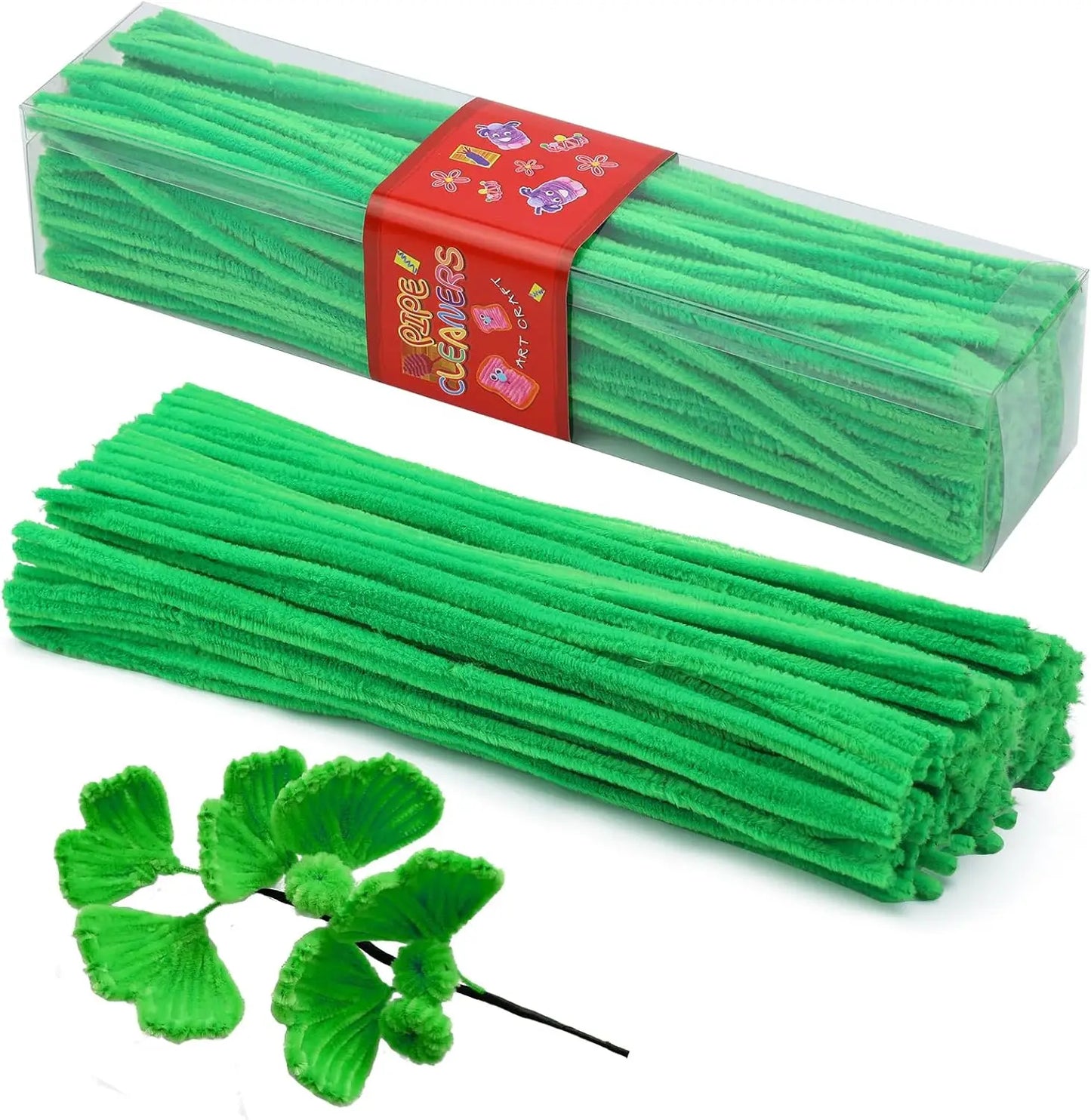 200pcs Pipe Cleaners Craft Set with 10 pairs Adhesive Eyes Chenille Stems DIY Christmas Mother's Day Decoration Art Supplies