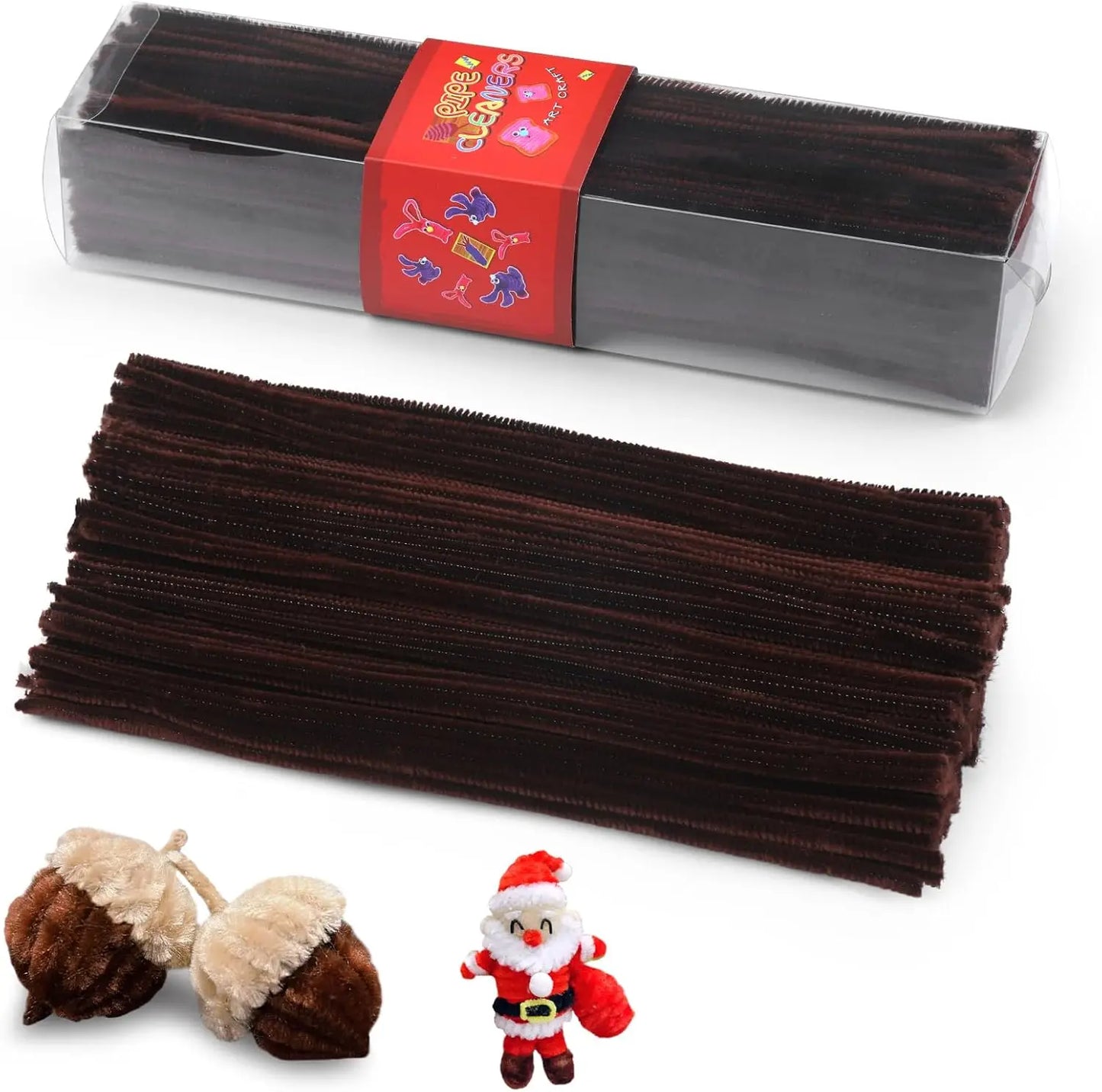 200pcs Pipe Cleaners Craft Set with 10 pairs Adhesive Eyes Chenille Stems DIY Christmas Mother's Day Decoration Art Supplies